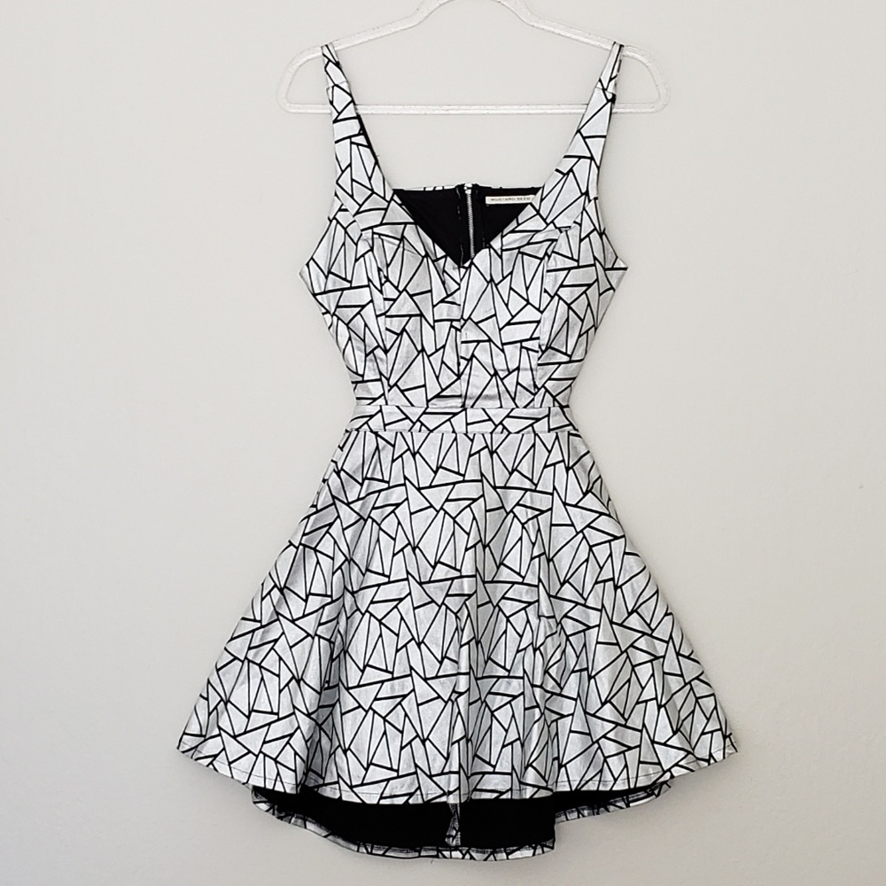 Silver open back geometric patterned dress